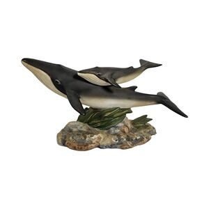Homco Masterpiece Porcelain Fin Whales Figurine 1995 Mizuno Endangered Species